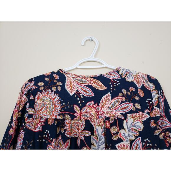 Lucky Brand Womens Top Size M Floral Boho Peasant Blouse Long Sleeve Fairy - Picture 7 of 9